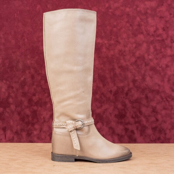 Lucky Brand Women Maltet Taupe Leather Strap Fashion Knee Boots sz 6 - Picture 3 of 9